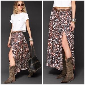 Avec Les Filles Belted Slit Maxi Skirt